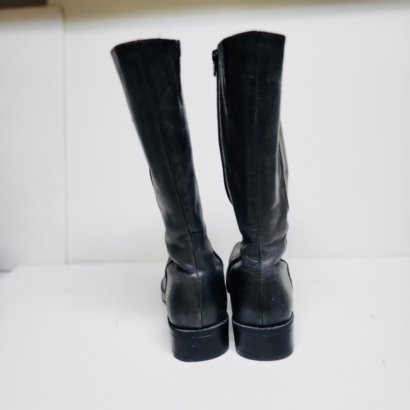 Women’s ESPACE Black Leather Boots with Decorative Red Lacing, 9 M - Picture 4 of 8